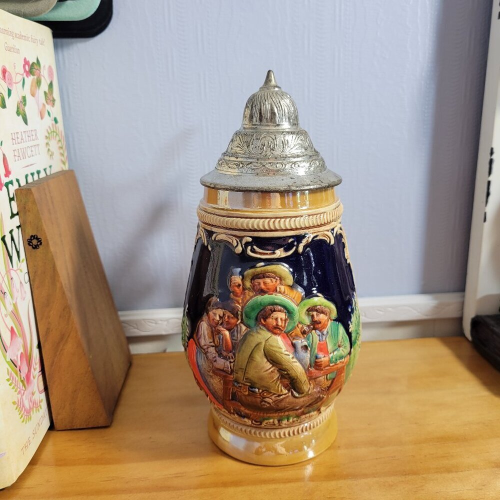 Vintage Made in Germany Beer Stein With Attached Lid